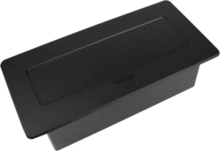 Priză încorporabilă în blat Kombibox Design Light, 2 prize Schuko, USB A + C, negru, 266 x 133 mm Metal, L:266 mm; l:133 mm, Negru