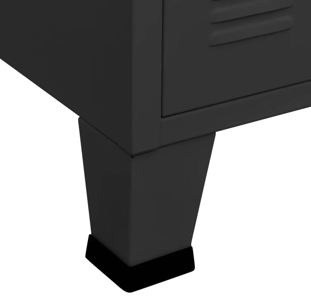 Servanta, negru, 105x35x62 cm, metal si sticla 1, Negru