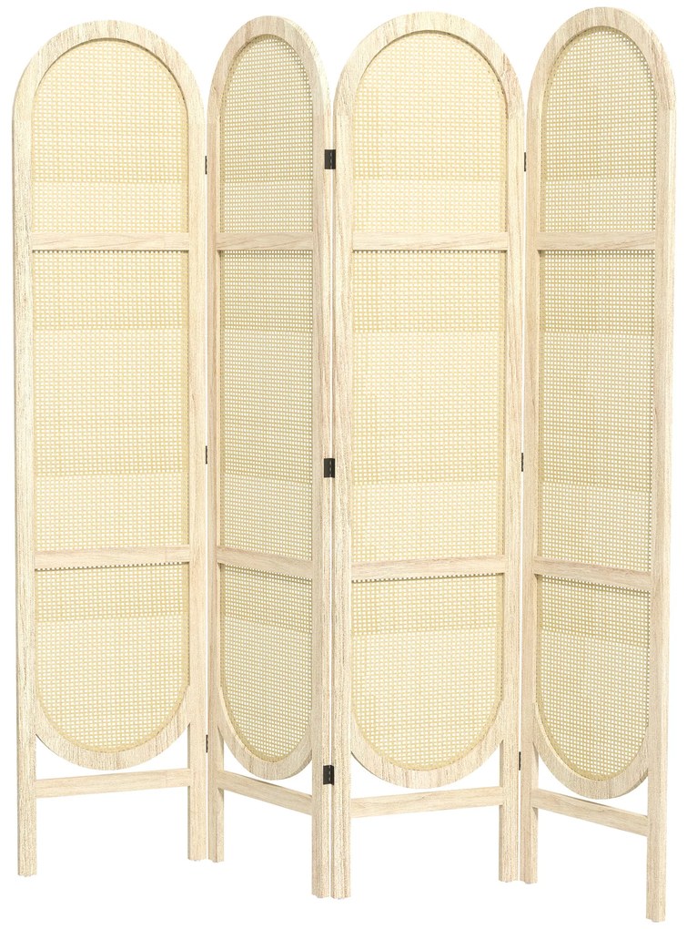 HOMCOM Paravan interior din lemn, 4 panouri, 170 x 160 cm, pliabil si portabil, model impletit manual, lemn natural | Aosom Romania