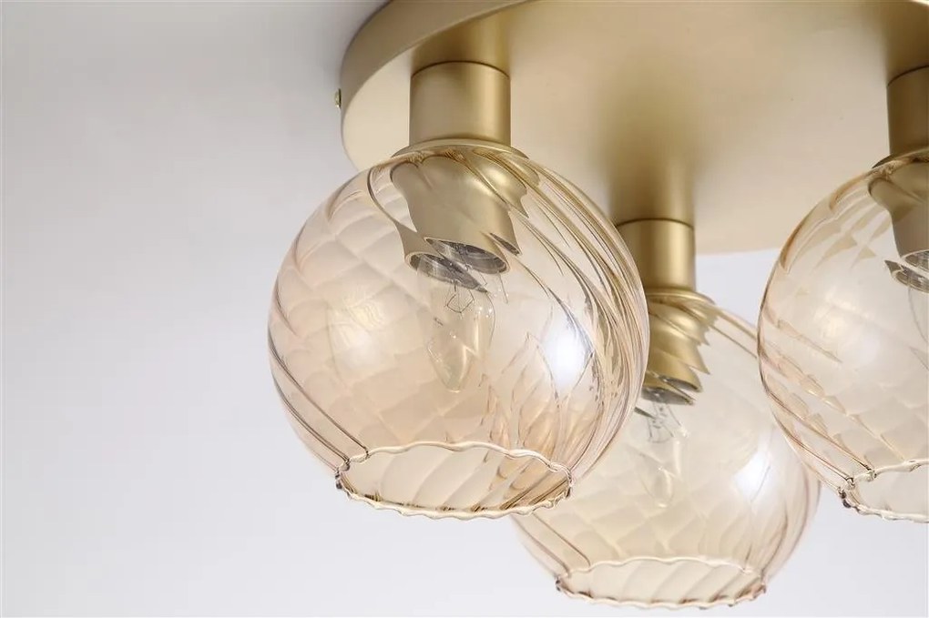 Plafoniera metal auriu, sticla champanie Radiance