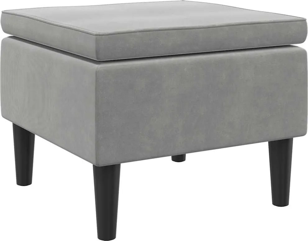 vidaXL Taburet cu picioare din lemn, catifea gri deschis