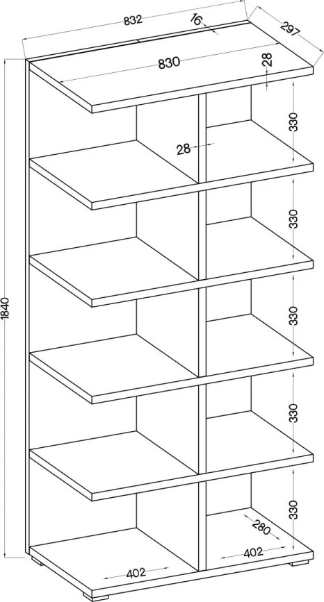 Biblioteca 83.2x184x29.7 cm, Morrison, ADRK Furniture (Culoare: Natural / Natural)