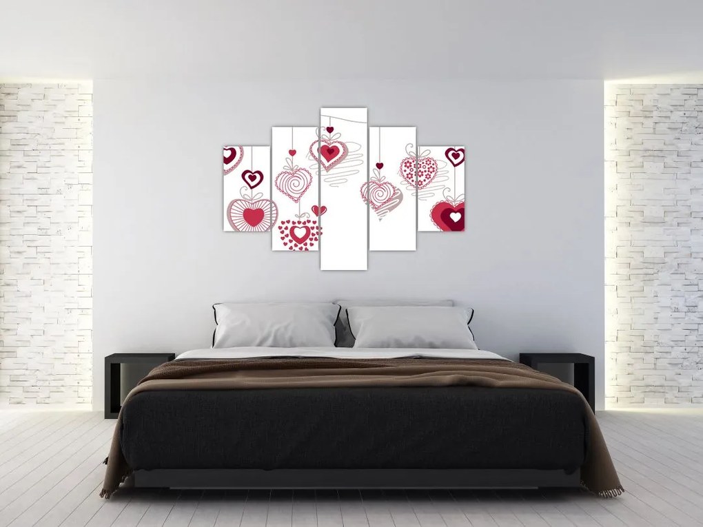 Tablou cu inimiore pictate (150x105 cm)