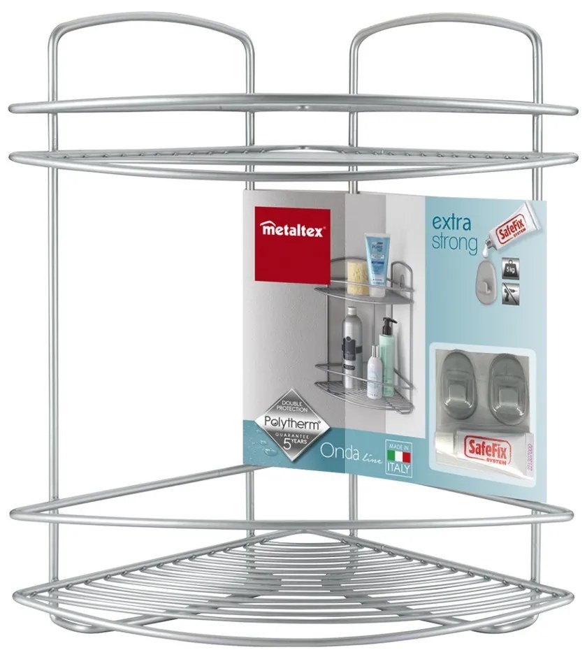 Raft dublu de colț pentru baie Metaltex Onda Corner