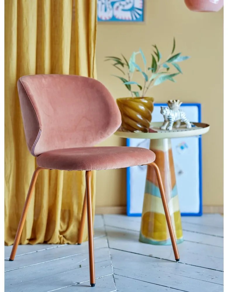 Scaune de dining portocalii 2 buc. din catifea Ponte – Bloomingville