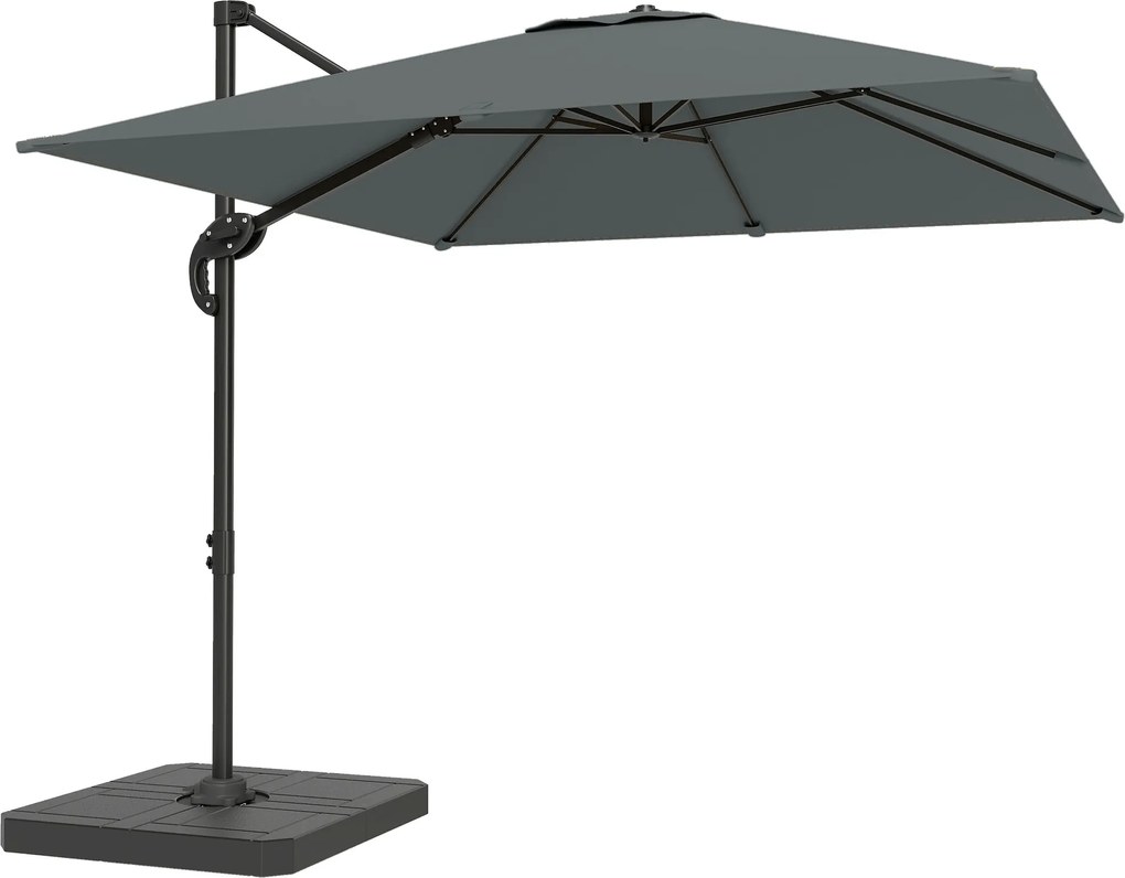 Outsunny Umbrelă de grădină suspendată, 2,4x2,4m, gri | Aosom Romania
