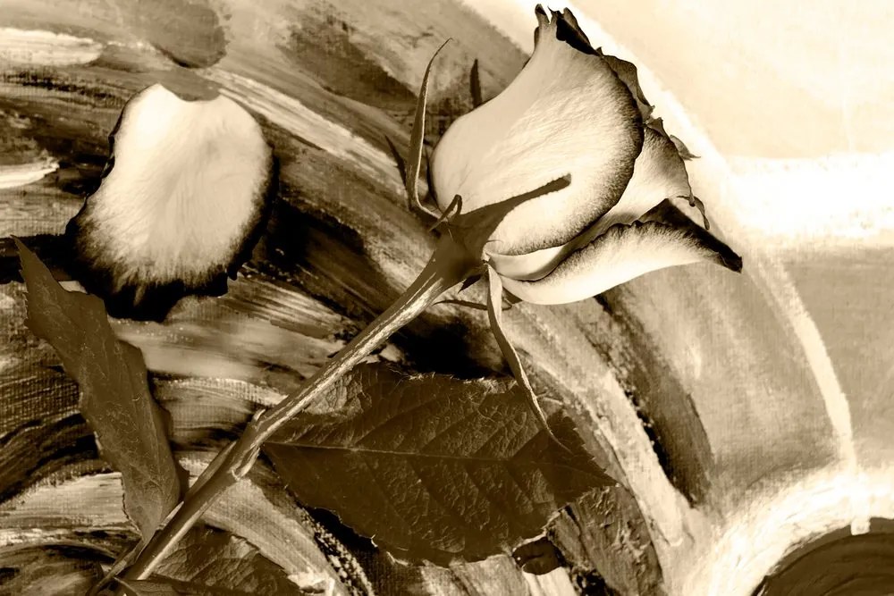 Tablou trandafir în design sepia