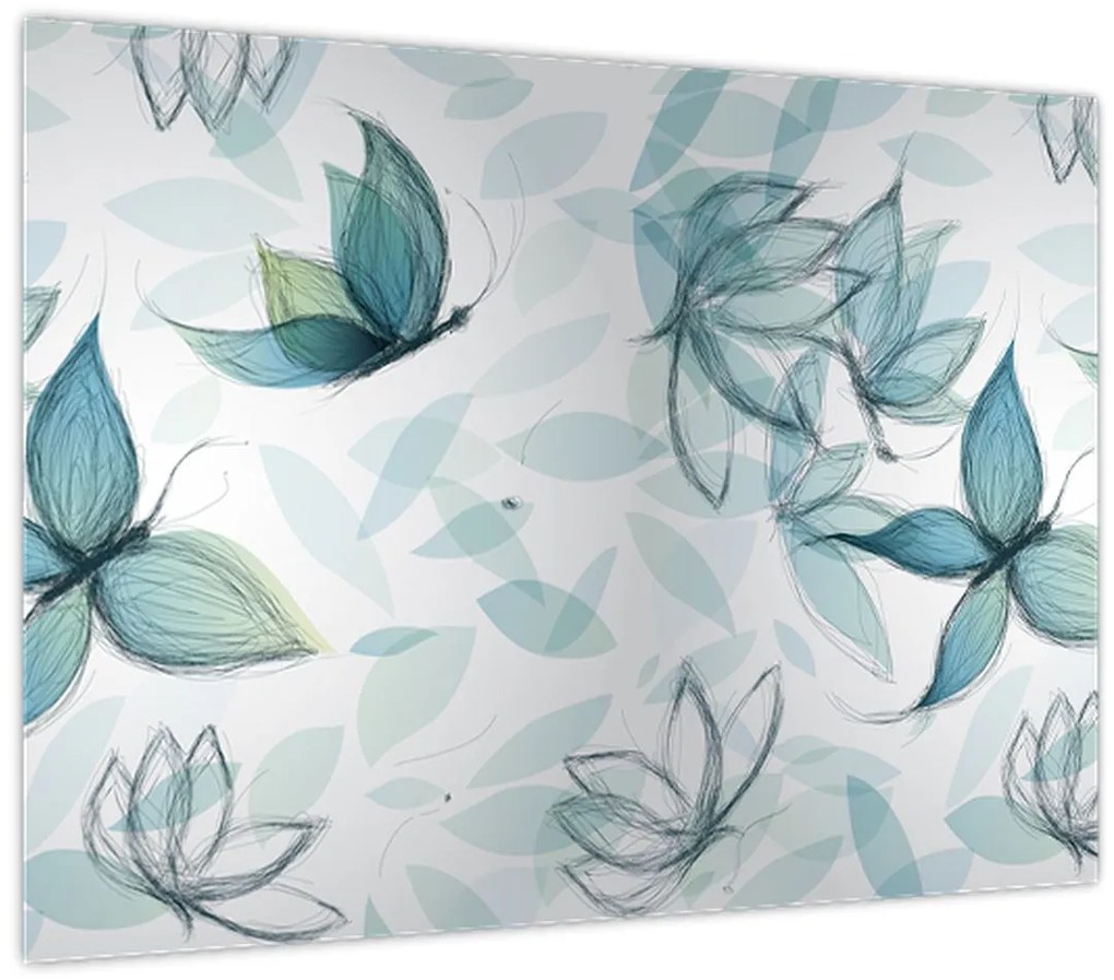 Tablou - Fluturași albaștri (70x50 cm)