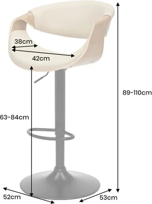 Scaun de bar pivotant ORGANIC stejar/ bej crem