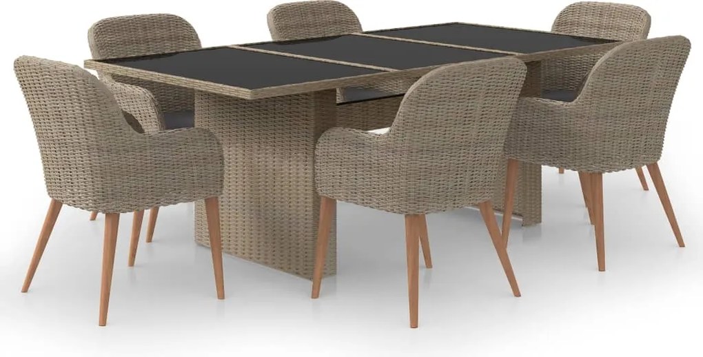 vidaXL Set mobilier de grădină, 7 piese, poliratan