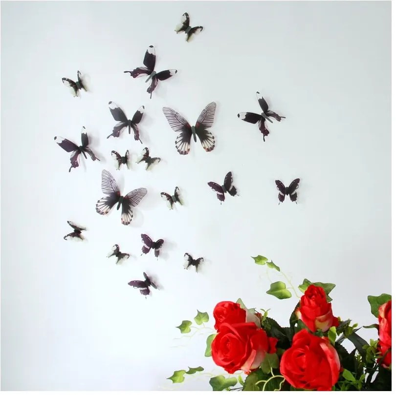 Set 18 autocolante 3D Ambiance Butterflies Chic, negru