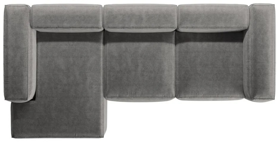 Colțar gri deschis cu tapițerie din catifea reiată (cu colț pe partea stângă/cu șezlong) Bergamo – Cosmopolitan Design