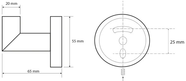 Sapho - Cârlig de perete X-ROUND 5,5x6,5 cm negru