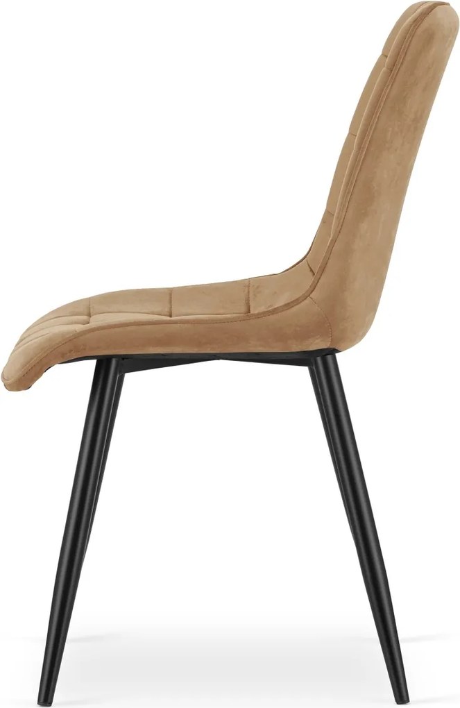 Scaun de masa SPLIT VELVET cu picioare negre, maro