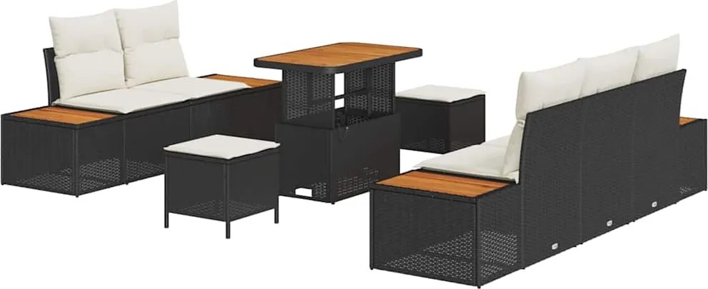 vidaXL Set de canapele pentru grădină cu pernă 8 pcs Negru și Crem