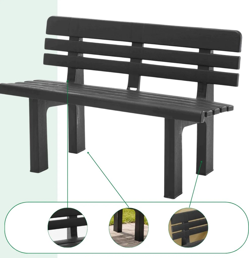 Bancă de grădină ORCHIDEA, 110x52x71cm, antracit I.P.A.E-Progarden