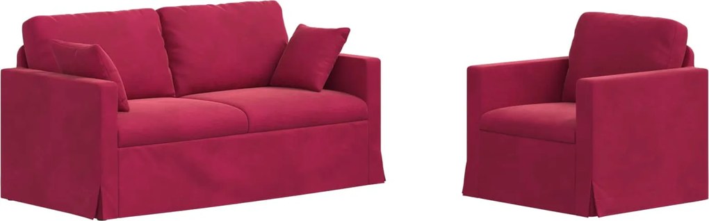 vidaXL Set de canapea 2 pcs Roșu Vin 158 x 78 x 80 cm Catifea