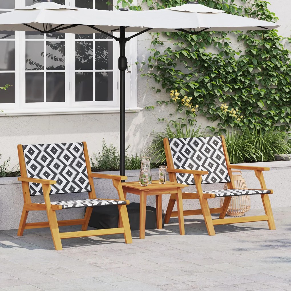 vidaXL Scaune de Grădină cu Masă 3 pcs Negru 45 x 45 x 40 cm