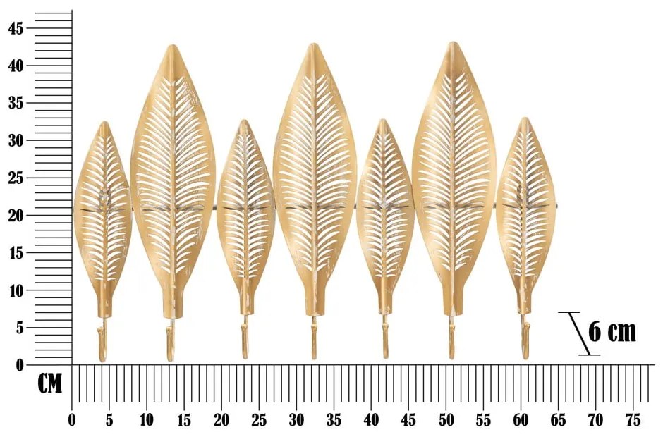 Cuier de perete auriu din metal Long Leaf – Mauro Ferretti