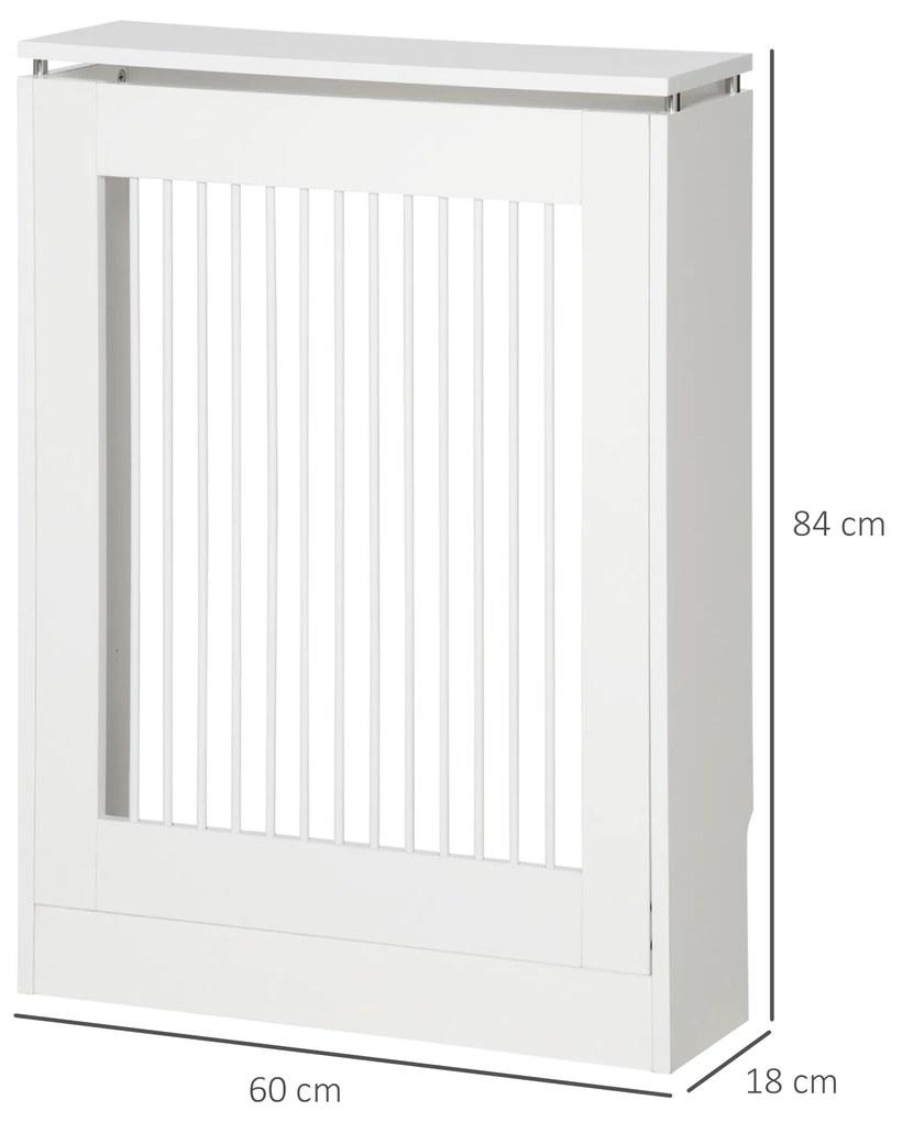 HOMCOM Capac Radiator din MDF si Otel Alb 60x18x84cm Design Simplu si Elegant pentru Acoperire Calorifer | Aosom Romania