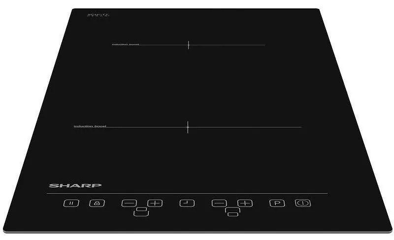 Plita vitroceramica incorporabila Sharp KH-3I25NT0K-EU, 3500W, 2 zone, 9 trepte, Timer, Booster, Inductie, Negru