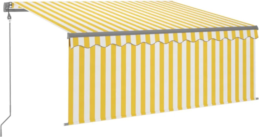 vidaXL Copertină automată cu stor&LED&senzor vânt galben&alb 3,5x2,5 m