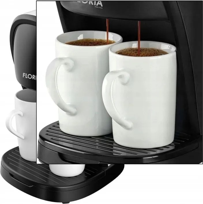 Aparat de facut cafea Floria ZLN9298, filtru de nailon, cupa pentru masurat, 2 cesti incluse, Alb