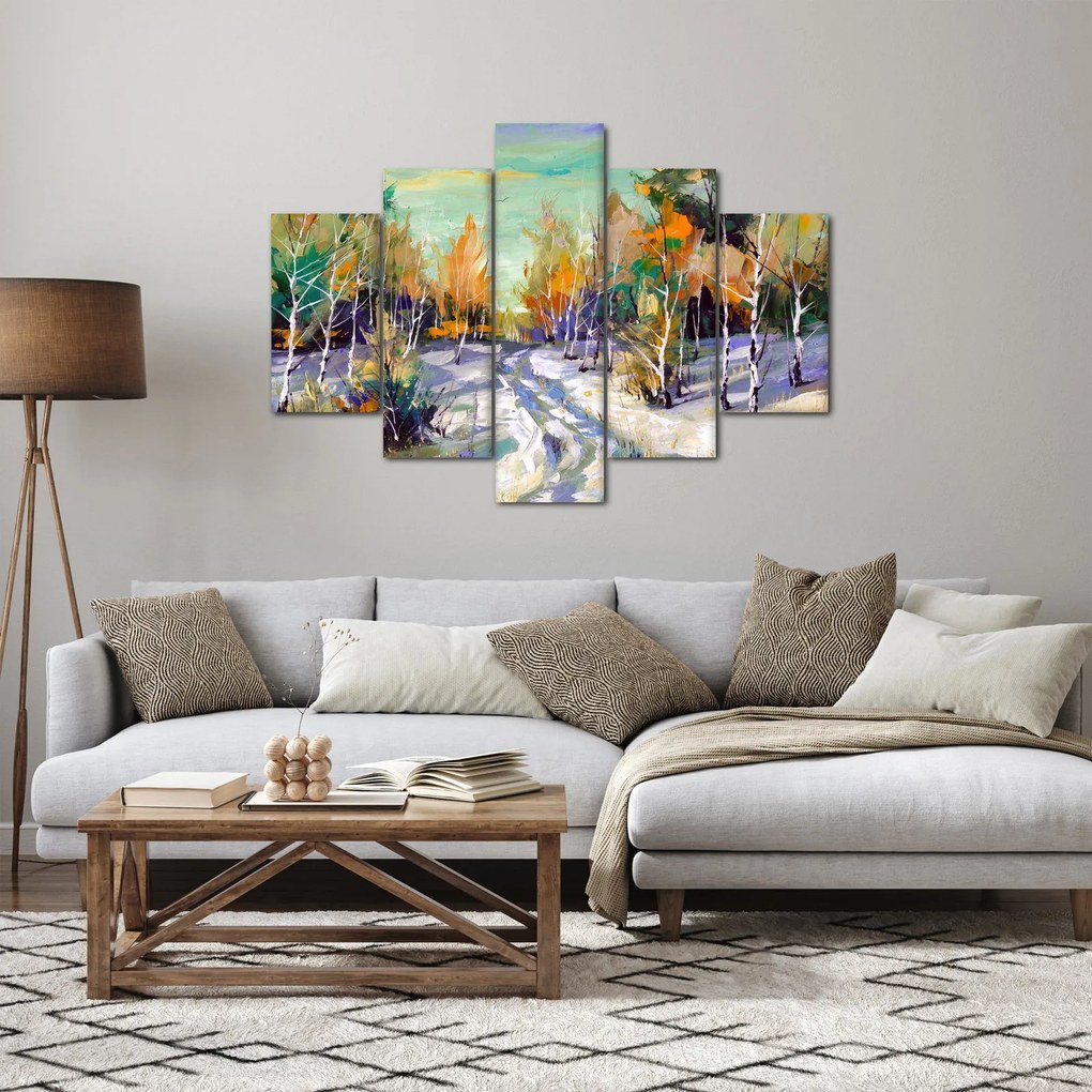 Tablou - Drum înzăpezit prin pădure (150x105 cm)