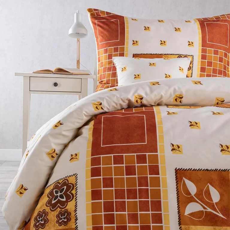 Set lenjerii de pat pentru familii PATCHWORK, cu cearceafuri și fețe pernuțe set 4 piese pentru un pat simplu