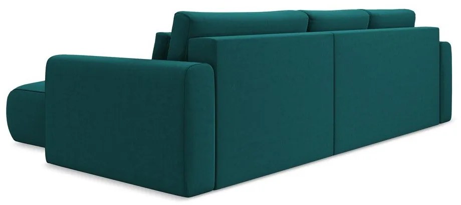 Colțar turcoaz extensibil/cu spațiu de depozitare cu tapițerie din catifea (cu colț pe partea dreaptă/cu șezlong) Kapua – Makamii