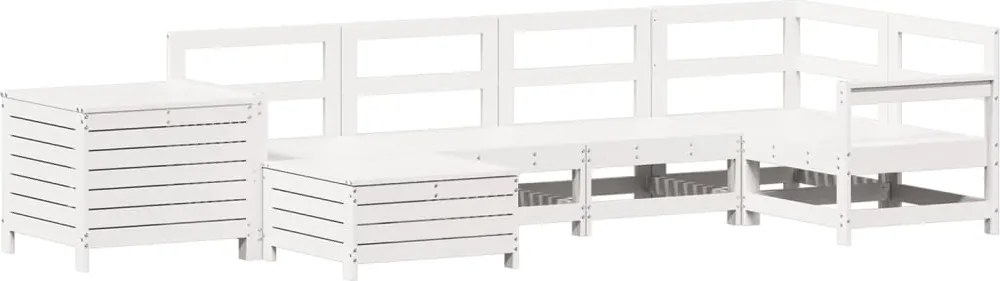 vidaXL Set canapea de grădină, 7 piese, alb, lemn masiv de pin