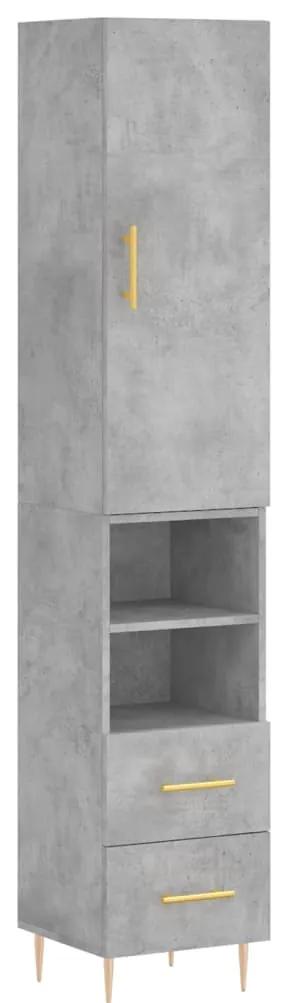 3198909 vidaXL Dulap înalt, gri beton, 34,5x34x180 cm, lemn prelucrat