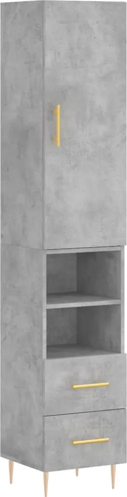 vidaXL Dulap înalt, gri beton, 34,5x34x180 cm, lemn prelucrat