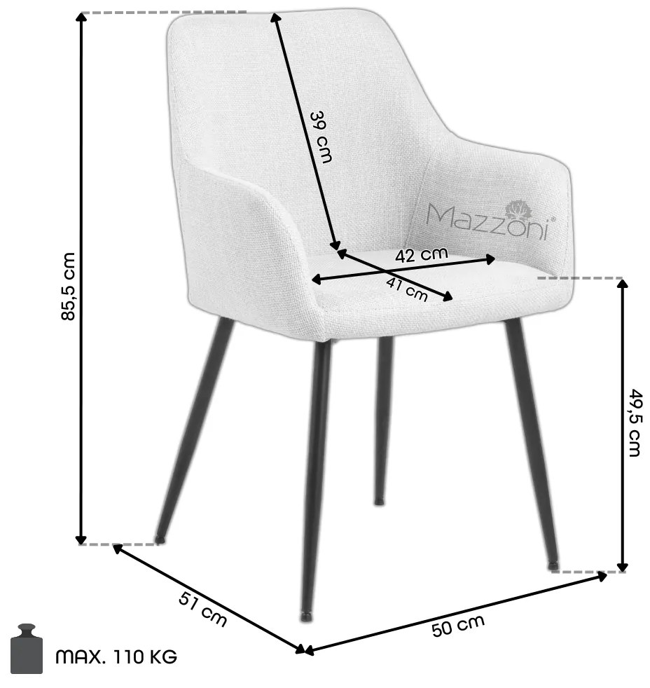 MAZZONI EXPORT VERA Bej (material Apia 453) / cadru bej-gri (cașmir) - SCAUN MODERN ADÂNC TAPIȚAT DIN CHENILLE PENTRU SALON/LIVING LOFT