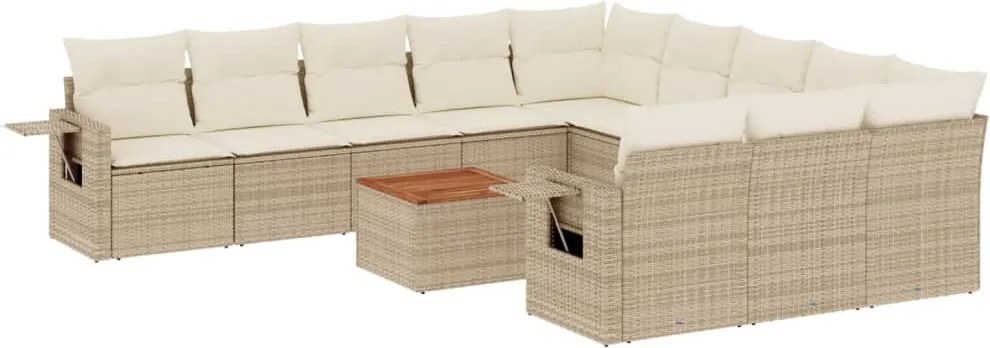 vidaXL Set canapele de grădină cu perne, 12 piese, bej, poliratan
