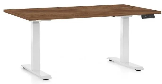 Masă înălțime reglabilă OfficeTech C, 120 x 80 cm, picioare albe, stejar silverjack