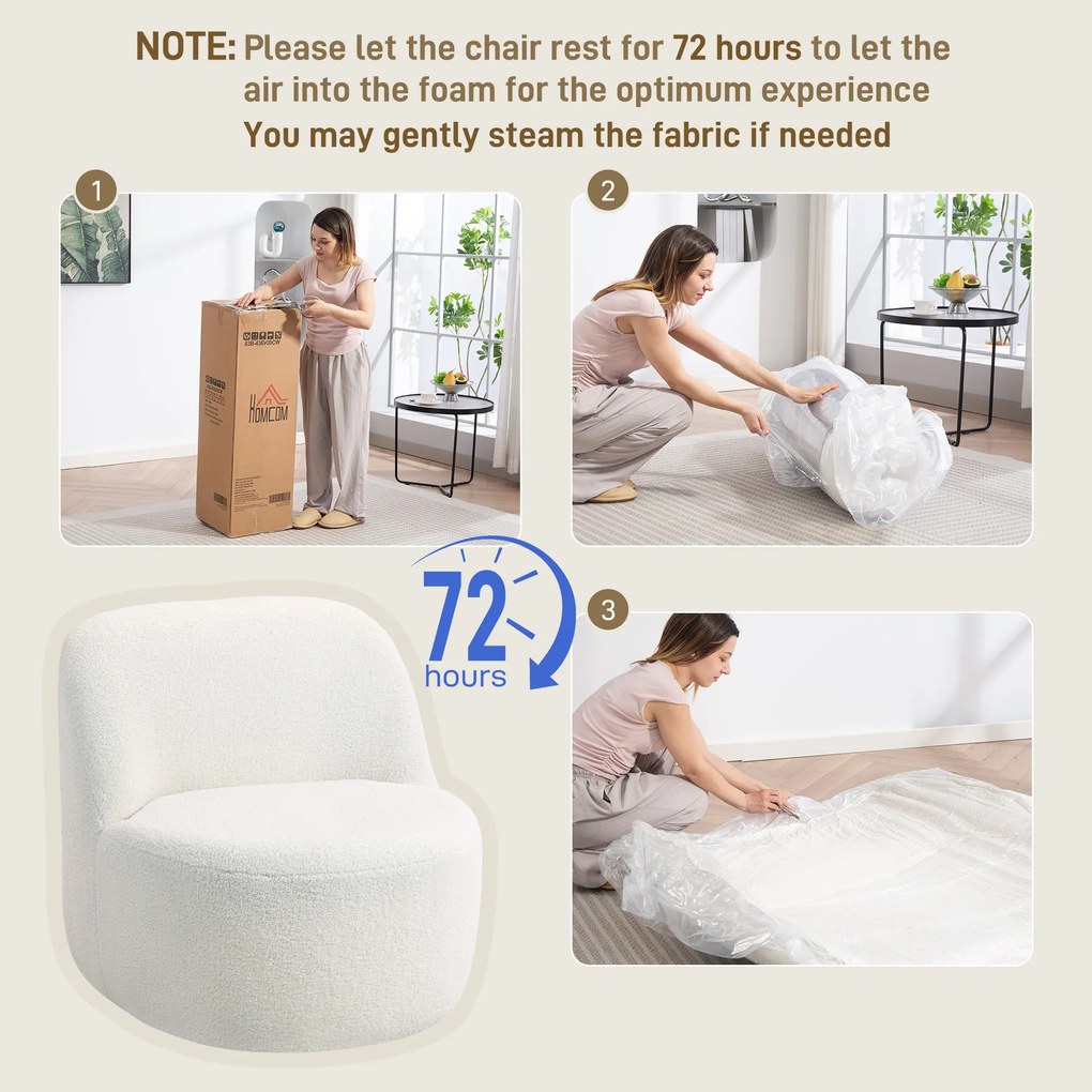 HOMCOM Fotoliu pentru Living în Stil Modern cu Spătar Ergonomic Crem | Aosom Romania