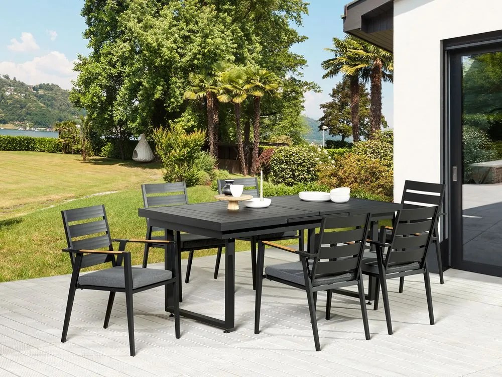 Set mobilier de grădină Valerian/Tavia (Negru + gri) . 1076305