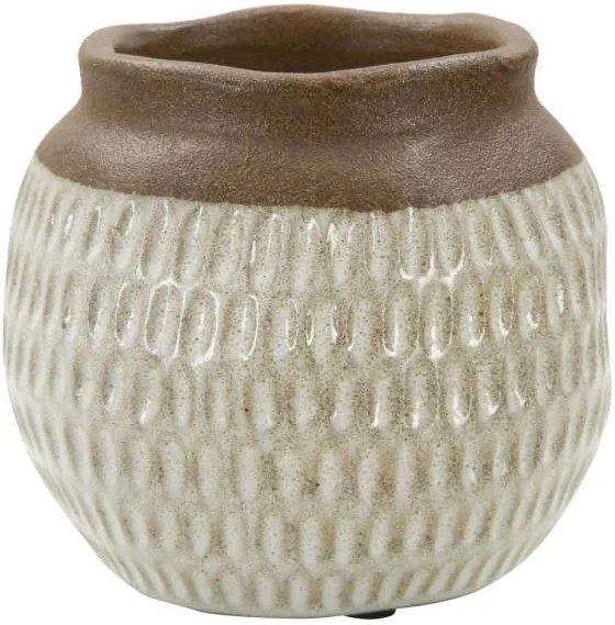 Vază decorativă Kenn, 14x15.5x15.5 cm, ceramica, maro/ gri