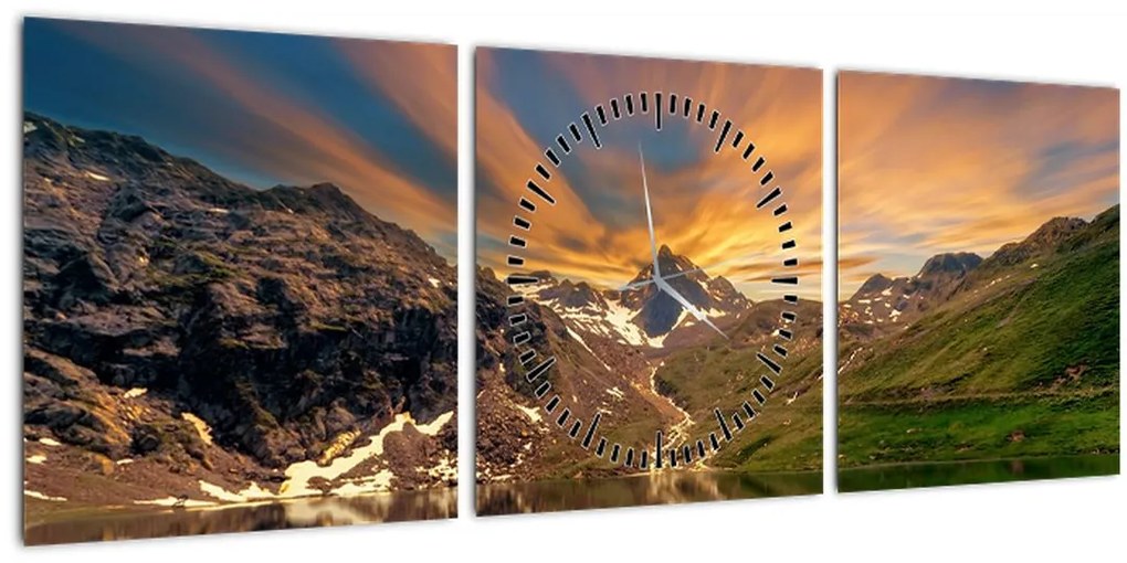 Tablou - Oglindirea în lacul montan (cu ceas) (90x30 cm)