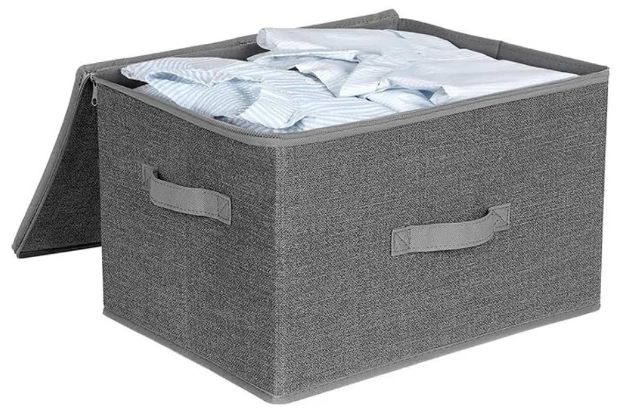 Cutii de depozitare ELVIS, 3 buc, 40x30x25cm, gri SongmicsHome