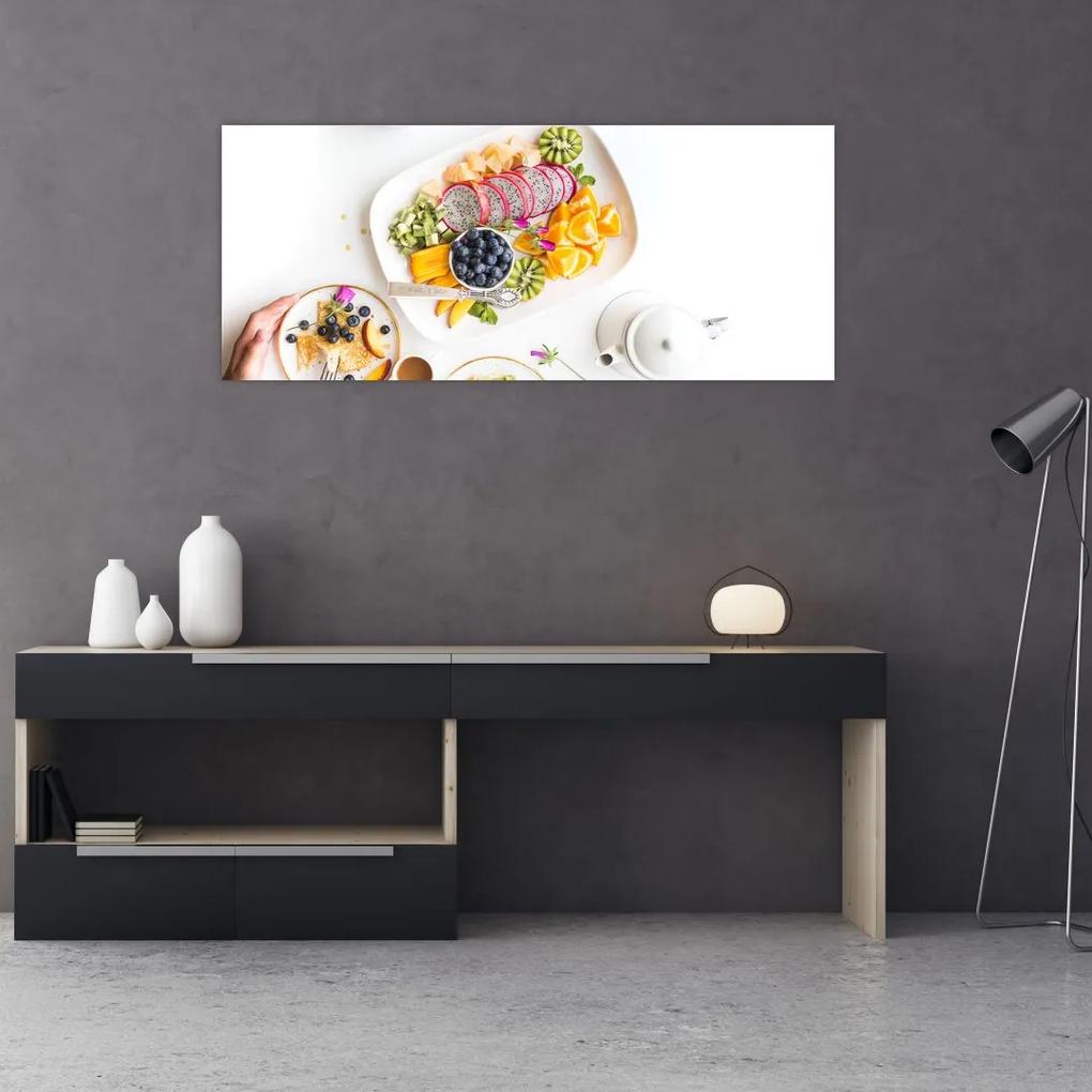 Tablou cu farfurie cu fructe pe masă (120x50 cm), în 40 de alte dimensiuni noi