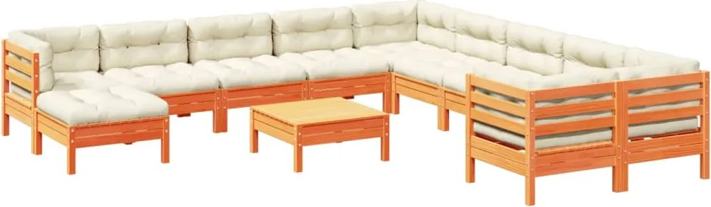 vidaXL Set canapele grădină cu perne, 12 piese, maro lemn masiv de pin