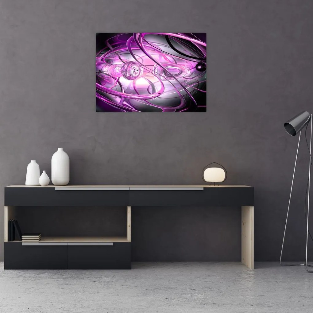 Tablou pe sticlă cu abstracție frumoasă în violet (70x50 cm)