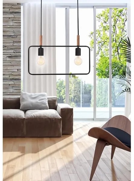 Lustră pe cablu FRAME 2xE27/60W/230V negru