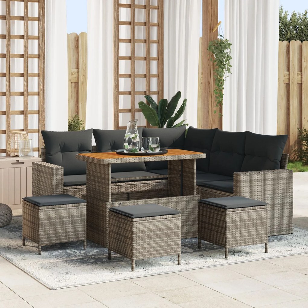 vidaXL Set de canapele pentru grădină 8 pcs Gri poliratan
