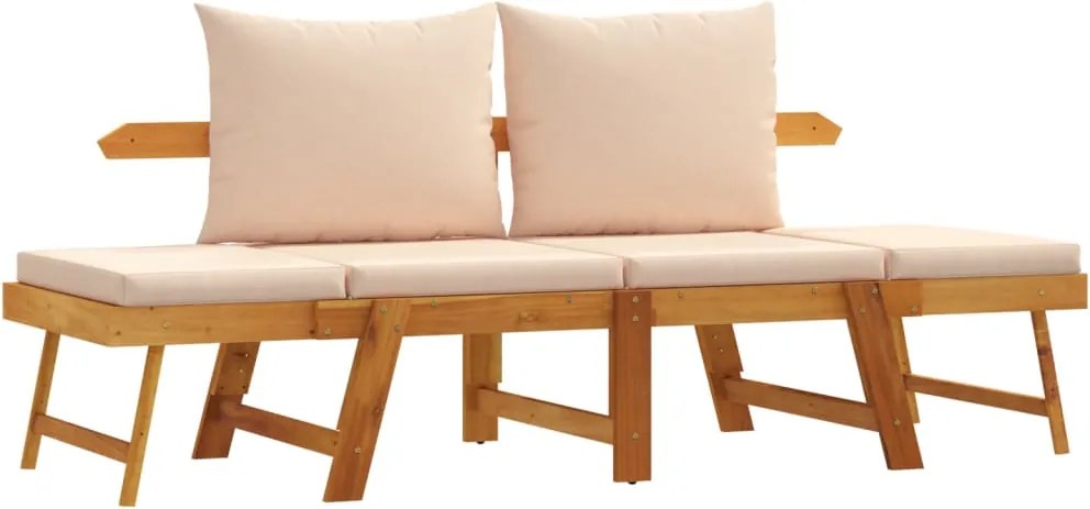 vidaXL Bancă de grădină cu perne 2 în 1, lemn masiv de acacia