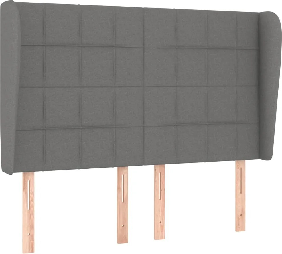 vidaXL Tăblie de pat cu aripioare gri închis 147x23x118/128 cm textil