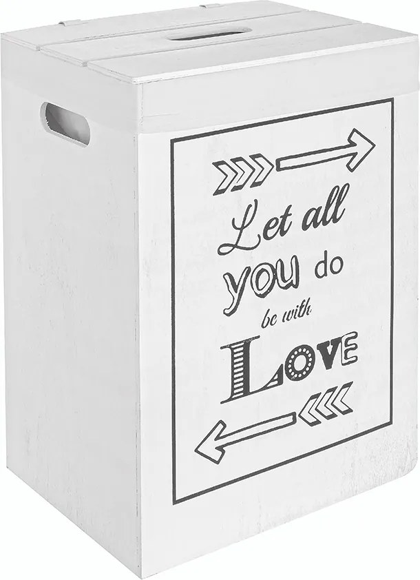 Cos rufe alb negru captusit din lemn Esther 40 cm x 30 cm x 54h