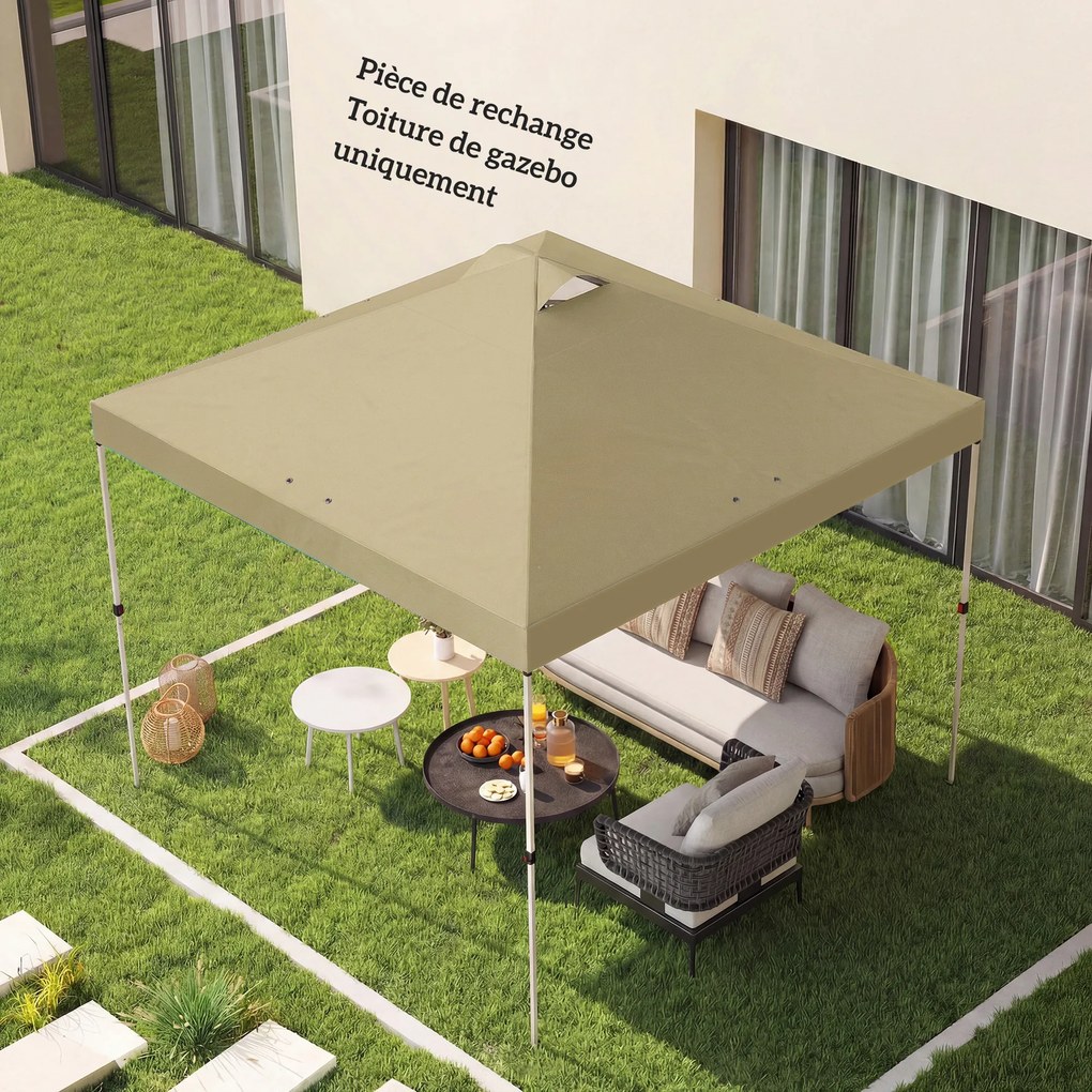 Outsunny Husă de înlocuire pentru tonelă 3 x 3 m UV50+ impermeabilă cu 8 orificii de drenaj 3 x 3 m, crem | Aosom Romania